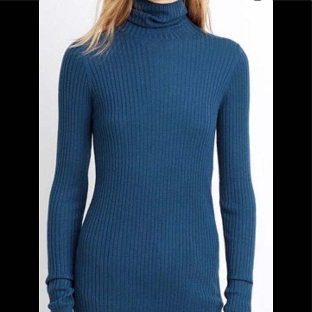 NWT Vince teal blue ribbed sweater fitted turtleneck pullover xxs xs $245